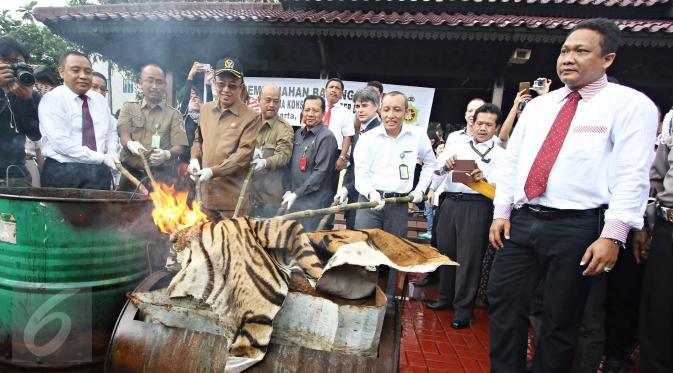 20160202-Bareskrim Bakar Sejumlah Bagian Tubuh Hewan Dilindungi-Jakarta